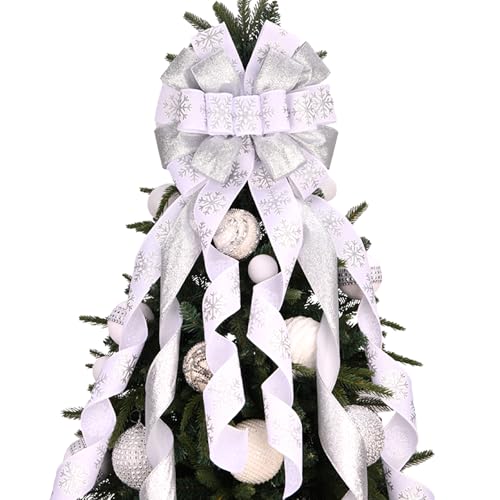 Weihnachtsbaumspitze, Weihnachtskranz, Schleife, groß, weiß,...