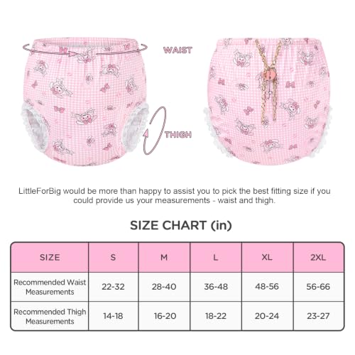 Image of Littleforbig Silky Washable Reusable Waterproof Lockable Waistband Pull-On Bunnies & Bows Usagi Pattern Adult Diaper Cover M