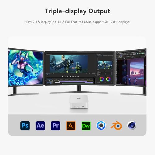 Image of Beelink SER8 Mini PC, AMD Ryzen 7 8745HS(Up to 4.9GHz) 8C /16T, Mini Desktop Computer 32GB DDR5 RAM 1TB PCIe4.0 SSD, Small Gaming PC Support 4K@120Hz Output /BT5.2 /WiFi 6 for Gaming /Office /Home
