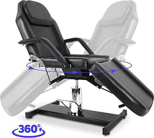 Okakopa Hydraulic Tattoo Chair, Height Adjustable Spa Beds For Esthetician Chair Hydraulic Tattoo Bed Facial Beds For Esthetician Table, W/Heavy Duty Pump (Black) #TOP2