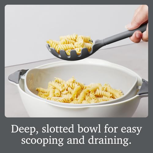 Image of Tovolo Pasta Claw Spaghetti Spoon Scoop Charcoal Gray Silicone Pasta Spoon with Teeth, BPA Free Silicone Pasta Fork for Serving Spaghetti Linguine and Noodles, Heat Safe Pasta Serving Spoon