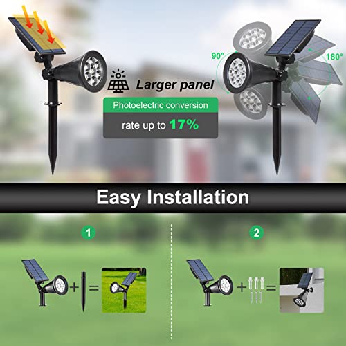 T-SUNUS Solar Garden Spotlight Outdoor 7 LED Color Change Spot Light 180° Adjustable, Auto-on/Off Security Light, Security Garden Landscape Lamps for Pathway Yard, Patio, Tree, Deck, Wall