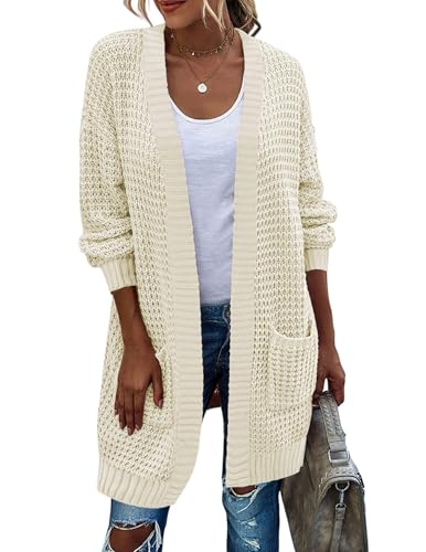 Image of Zeagoo Women's 2025 Fall Open Front Cardigan Long Batwing Sleeve Chunky Knit Sweater Loose Outerwear Coats with Pockets