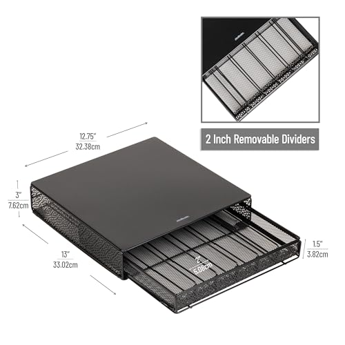Mind Reader Single Serve Coffee Pod Drawer, 36 Pod Capacity, Countertop Organizer, Removable Dividers, Metal, Black by Mind Reader - Image 3