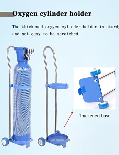Carrello portatile a cilindro di ossigeno con altezza regolabile, ruote silenziose per un facile trasporto medico, ideale per uso domestico e strutture mediche