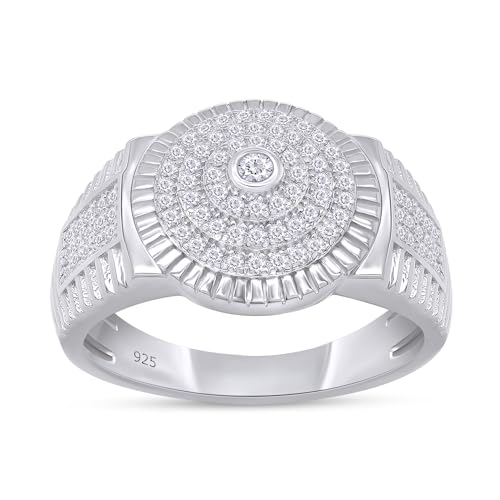 Moissanite Engagement Ring for Men, 0.45 Carat Round Lab Created Diamond Circle Cluster Nugget Ring In 14K Gold Over Sterling Silver Jewelry Gift For Men's