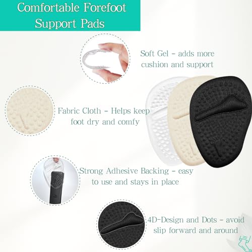Image of Metatarsal Pads Women Ball of Foot Cushions, 3 Pairs