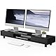 Fenge Dual Monitorständer 108cm Großer Bildschirmständer mit 2 Glas-Schiebetür Höhenverstellbarer Monitorständer für Computer/Laptop/TV, Tragfähigkeit 50KG (Schwarz)