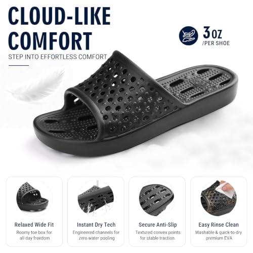 Image of Aoowoll Mens Shower Shoes With Holes Dry Quickly Bath Slippers Womens Non Slip Indoor Home Bedroom Pool Spa Guest College Dorm