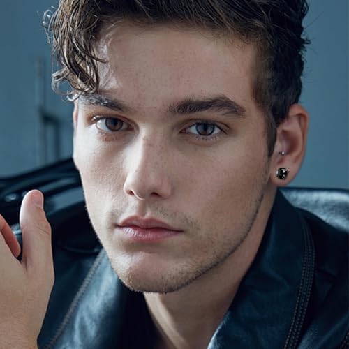 ONESING 12 Pairs Black Earrings for Men Stainless Steel Mens Earrings Stud Hypoallergenic Square Cubic Zirconia Stud Earrings Set for Multiple Piercing4