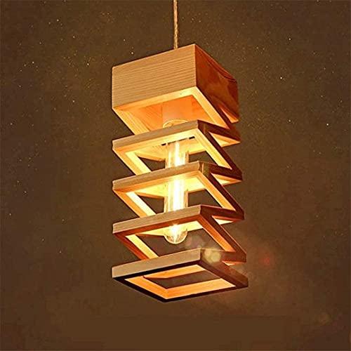 Chandelier de madera H3TF5J con lámpara de techo geométrica para comedor