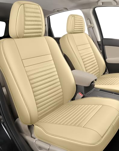LINGVIDO Custom Fit Honda CRV Car Seat Covers - Full Set with Waterproof Faux Leather - Beige