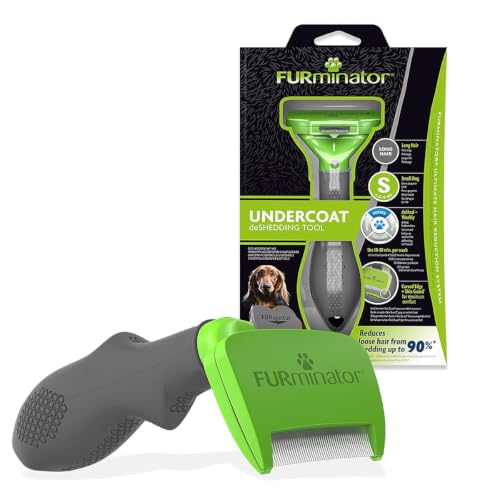 FURminator deShedding Tool Taglia S per Cani a Pelo Lungo - Spazzola per Cani di piccola taglia per rimuovere il sottopelo - Design migliorato