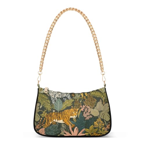 Clutch Shoulder Bags Tote Evening Purse Handbags for Women Zebra Tigers Leopard Hobo Bags with Zipper Closure