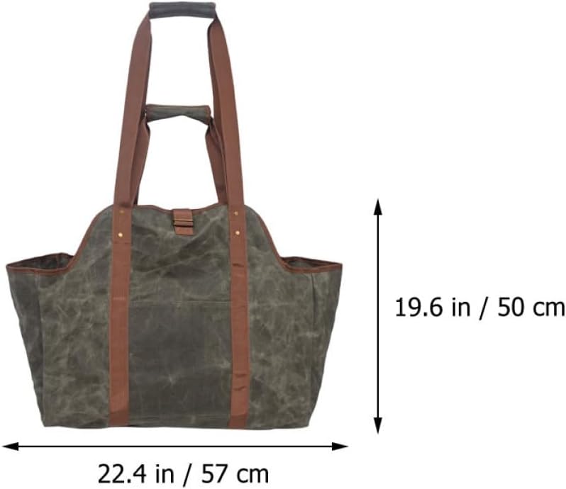Capacity Waxed Canvas Log Holder Tote Bag Firewood Carrier Handle Strap for Storing Transporting Firewood Dirtproof Design for Fireplace Use