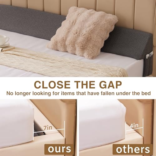 Image of Bedluxe King Wedge Pillow Headboard (76 inchx10 inchx6 inch), Bed Wedge Pillow for Headboard, Foam Headboard Pillow, Bed Gap Filler King - Fill The Gap (0-7 inch), Mattress Gap Filler (Air-Layer Black, 76 inchx10 inchx6 inch)