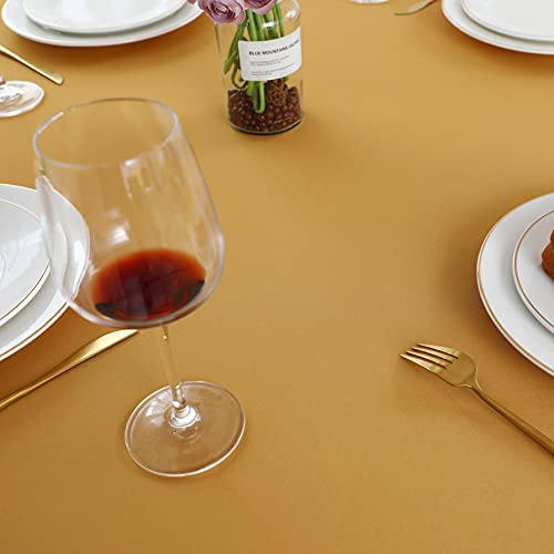 Folins&Home Gold Round Tablecloth 60 Inch Waterproof Heavy Duty Wrinkle Free Polyester Fabric Table Cloth, Spillproof Washable Table Cover For Parties, Camping, Picnic, Banquet, Indoor And Outdoor Use #TOP4