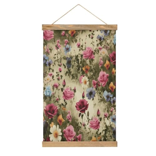 Pintura de pergamino de flores silvestres FekiLoot para colgar en salón y dormitorio