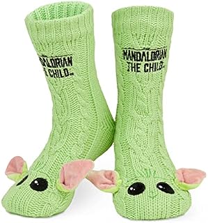 Disney The Mandalorian Baby Yoda Slipper Socks Women Ladies Sock Slippers Green