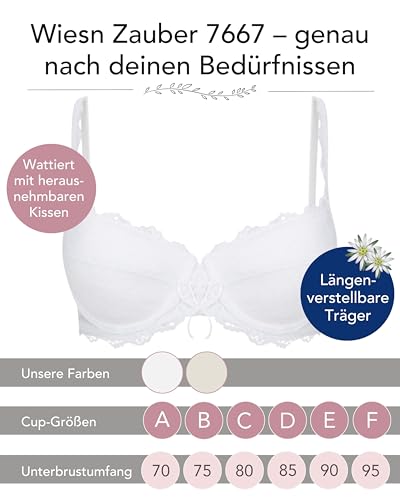 Susa Dirndl BH Damen mit Bügel Wiesn-Zauber I weiß I 70C – Ansicht 2