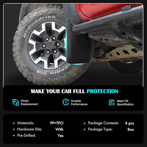 Image of Mud Flaps Splash Guards Mudguards Mudflaps Compatible with Toyota Tacoma 2016-2021,Front and Rear Side Splash Guards Replacement Set Accessories (16-22)