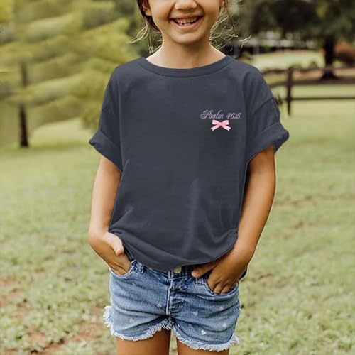 Girls Christian Tees God is Within Her Jesus Shirt for Kids Faith Cute Graphic Bow Tshirt Inspirational Religious Top3