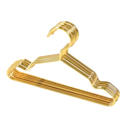 Khelani Perchas pequeñas de metal doradas de 20 cm, perchas de metal con muescas que ahorran espacio, colgador de alambre...