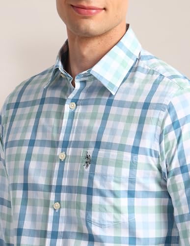 Image of U.S. Polo Assn. Checked Multicolor Long Sleeve Collared Neck Shirt