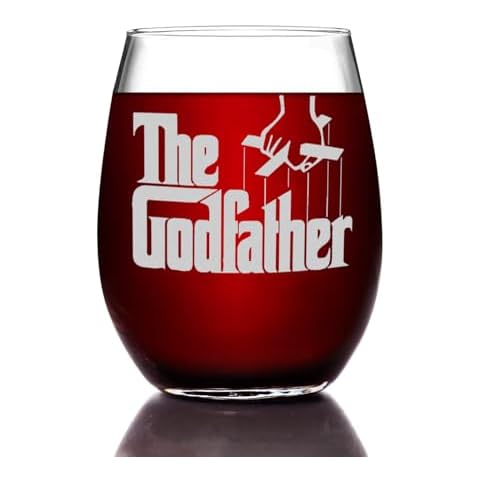 The Godfather Etched Stemless Wine Glass - Officially Licensed, Premium Quality, Handcrafted Glassware, 15oz. - Perfect Collectible Gift for Movie Enthusiasts, Birthdays & Special Occasions Cover