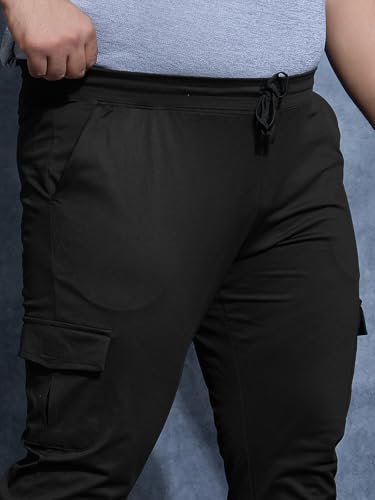 Image of Men's Solid Relaxed Fit Cargo Track Pants with DURACOOL+ | Moisture-Wicking Breathable Sports Joggers | Multi-Pocket Athletic & Casual Bottom Wear