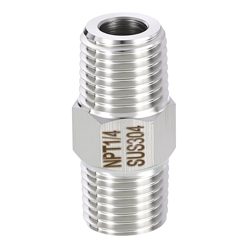 METALLIXITY 1PCS 1/4" MNPT x 1/4" MNPT Thread SUS304 Hex Nipple Adapter