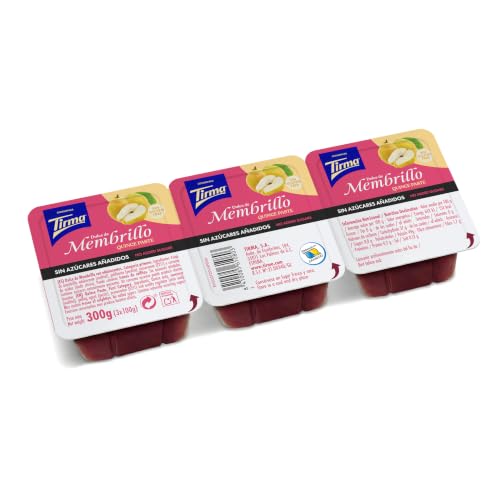 Tirma Dulce de Membrillo | Sin Azúcares Añadidos | Crema de Membrillo de Canarias | Mermelada de Membrillo | Pasta de Membrillo | Sin Gluten | 3 Barquetas, 300g