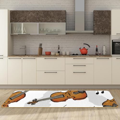 Alfombrillas de cocina de violín: juego de 2 tapetes absorbentes 3