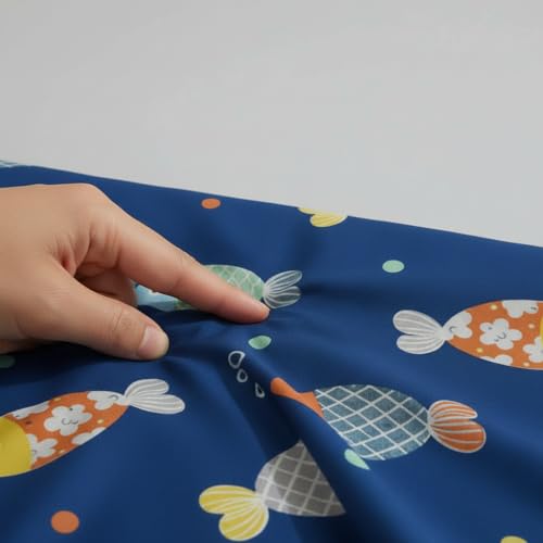 Image of Filymore Cute Fish Double Bed Sheet for Queen Size Bed with 2 Pillow Covers for Kids Bedroom 240 TC Made with Pure Microfiber, Color Blue and Yellow (90x90 inches)