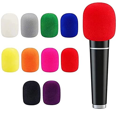 PMELCXD 10 PCS Coloré Microphone Bonnettes, Mousse Micro Anti Bruit, Housse de protection en mousse pour rendre le microphone anti-poussière, anti-chute, antibactérien et coupe-vent (10 couleurs) Cover