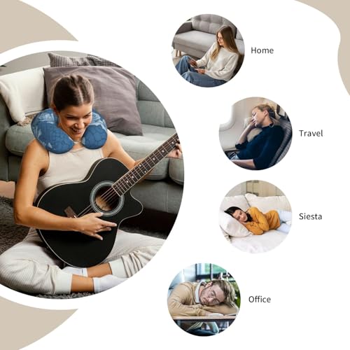 Almohada cuello en forma de U espuma viscoelástica azul miniatura 7