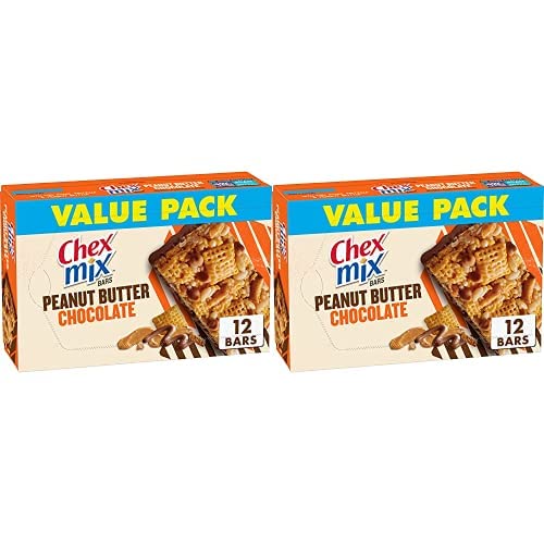 Chex Mix Barras de aperitivos, chocolate con mantequilla de maní, 13.56 onzas, caja de 12 unidades (paquete de 2)