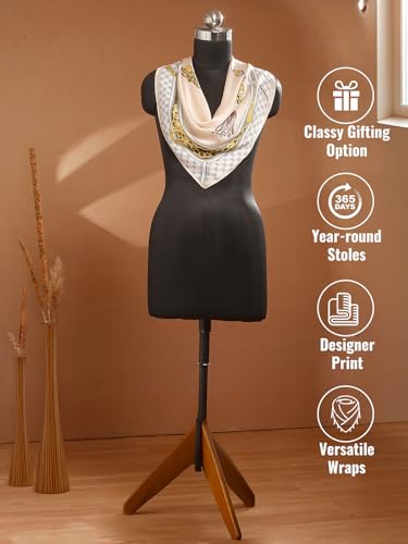 Image of Printed Poly Silken feel Scarf Stole for Women | Stylish, Soft, & Lightweight | Satin Feel Neck Scarf, Hair Scarf, Head Scarf for Women