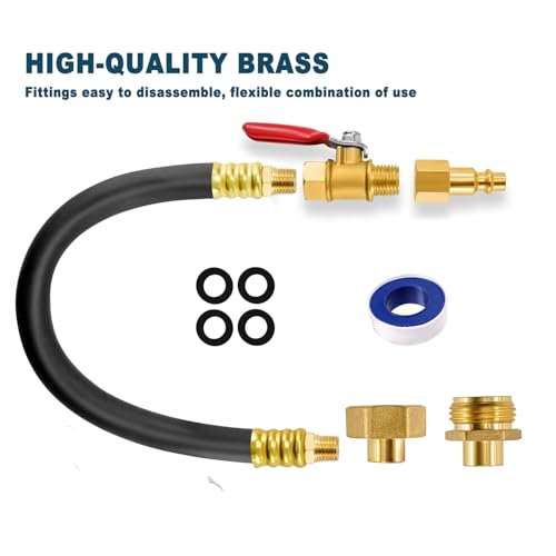Image of 16.9 inch RV Winterizing kit, fit for Winterizing RV, Camper, Boat, Motorhome Systems,Sprinkler Systems,rv blowout plug for winterization,Quick-Connect Hose Blow Adapter with Valve