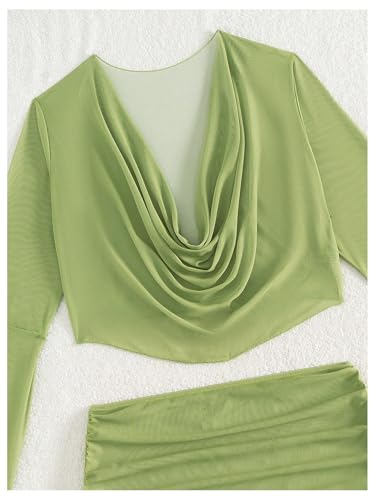 Milumia Women's 4 Piece Swimsuit Set Ring Decor Sexy Halter Bikini Set with Cover Ups4