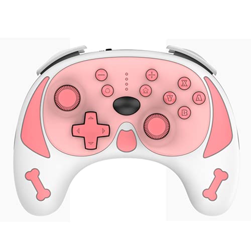 Pink Wireless Controller for Switch/Switch pro/Switch Lite Gamepad Joystick Controller Sensor Dual-Motor Six-Axis Wireless Puggie Gamepad with Wake-Up Function