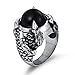 Ayoiow Anneau Acier Homme,Bagues Hommes Noir Bague Griffe De Dragon Punk avec Pierre Ovale Noire Taille 54