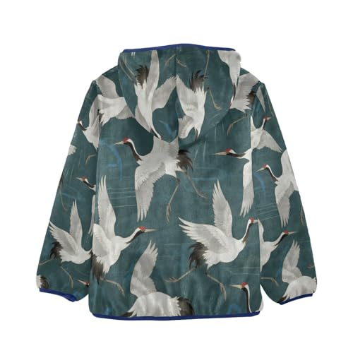 Flying White Birds on Blue Toddler Fleece Jacket Girl Boys Hooded Fleece Jacket Coat Warm Outwear Zip-up 3-10T2