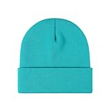 2THESTARS Beanie for Men Women Warm Winter Hat Windproof Thick Knitted Cuffed Unisex Skull Cap - Light Cyan