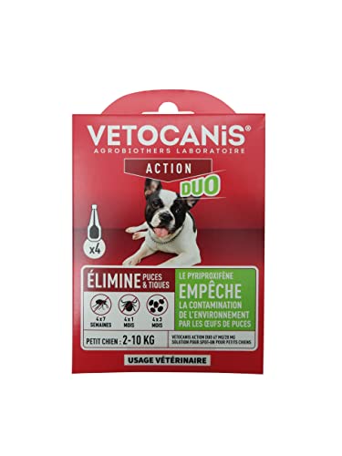 #VETOCANIS Action Duo 67 MG/20 MG Solución para Spot-on para Perros pequeños X4