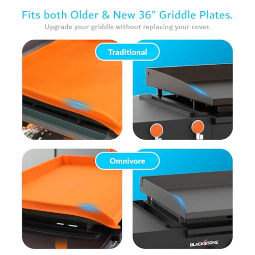 Image of TUDIA 36 inch Silicone Griddle Mat for Blackstone 36 Inch Grill - Heavy Duty Rust-Resistant Food-Grade Surface & Full Edge Protection - Griddle Cover Compatible with Blackstone Omnivore (Orange, Update)