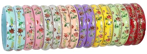 Image of NMII Traditional Glass With Diamond Cutting Pattern Glossy Finished Stylish Kada Set For Women And Girls | Crystal Glass Kada Bangles Set For Wedding, Festive