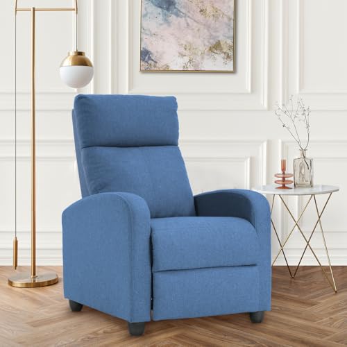 Image of FDW Recliner Chair Massage Chair Reading Chair Reclining Sofa Home Theater Seating with Lumbar Support Massage and Padded Backrest for Living Room and Bedroom (Textile, Blue)