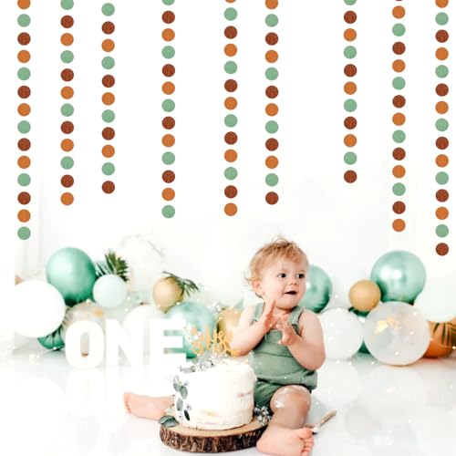 Image of Boho Sage-Green Brown Party-Decorations Streamers-Garland - 52ft Fall Woodland Safari Baby Shower Hanging Paper Banner,Rustic Wedding Birthday Garden Neutral Jungle Halloween ThanksgivingDecor Hugfond