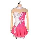 Q&M Eiskunstlauf Kleid Glitzer Kostüme Lange Ärmel für Damen Rollschuh Kleid Stretch- und atmungsaktiver Trainingsanzug